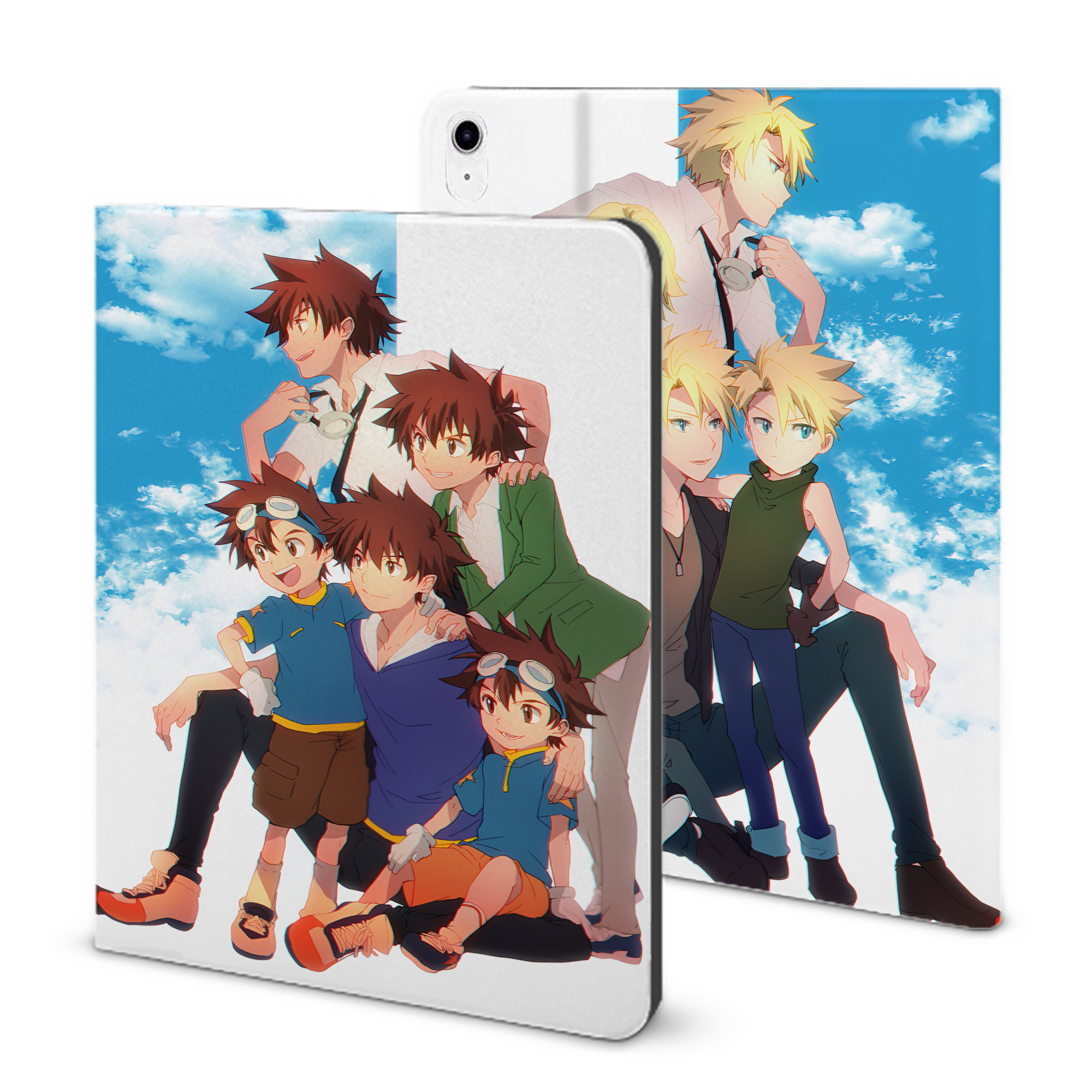 （画像用） Digimon デジタルモンスター/デジモン IPad ケース ブック型 PUレザー TPU 耐衝撃 軽量 薄型 ペン収納なし 全面保護 IPad 各モデル対応